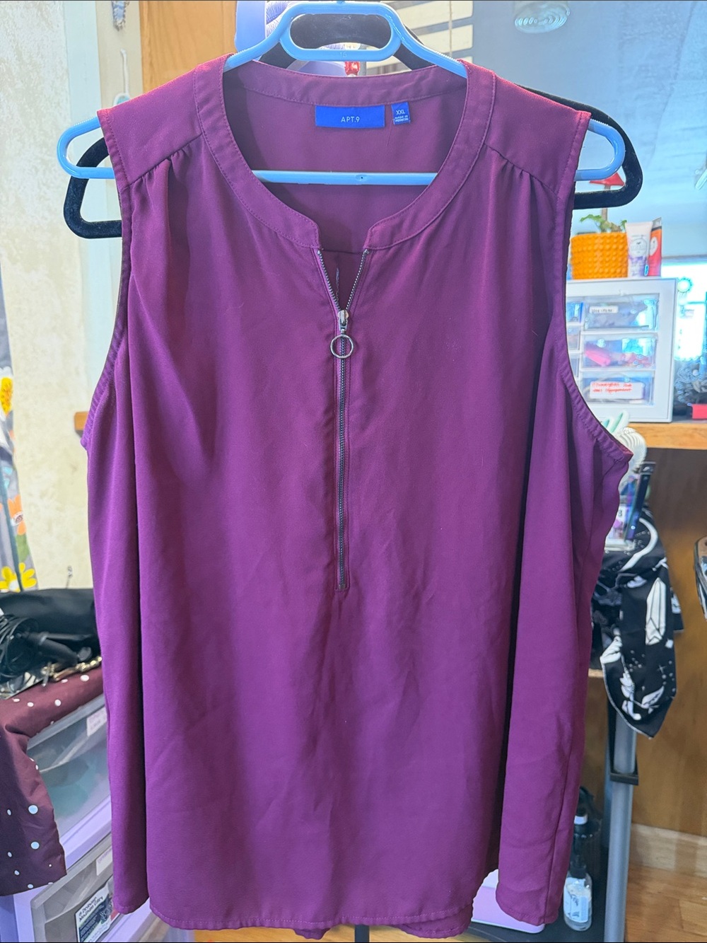 Apt. 9 Sleeveless Ring-Zip Camisole in Plum